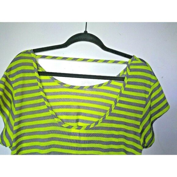 MIMI CHICA womens top striped knit blouse Sz L wide neck cap sleeve MADE IN USA - Picture 5 of 6